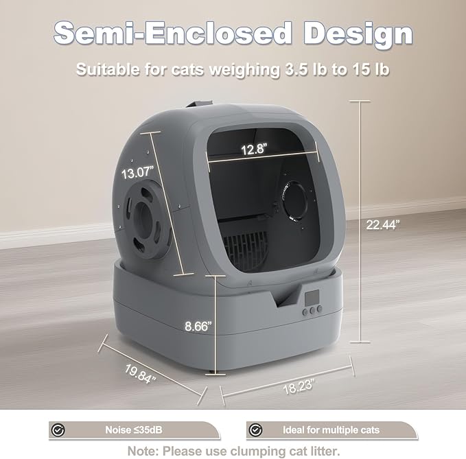 Automatic Cat Litter Box  with Self Cleaning and APP Control