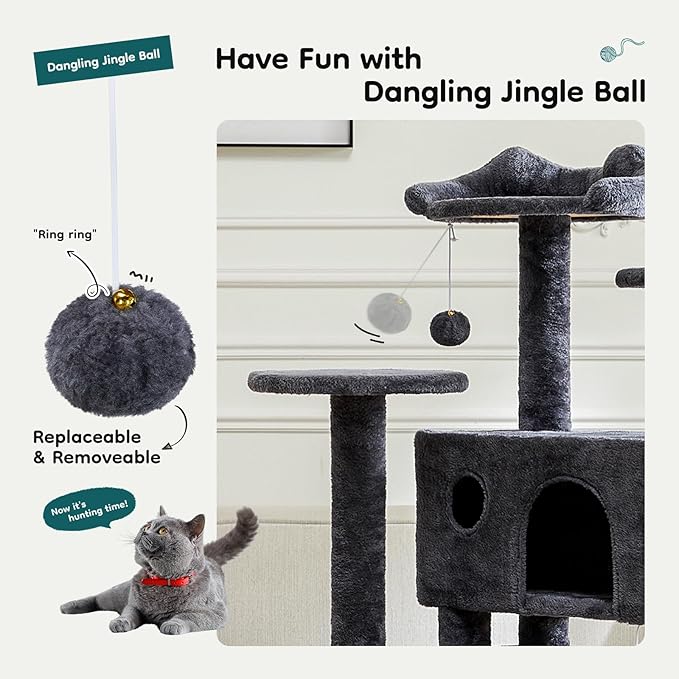 Indoor Cat Tree Tower –Multi-Level Pet House for Large Cats