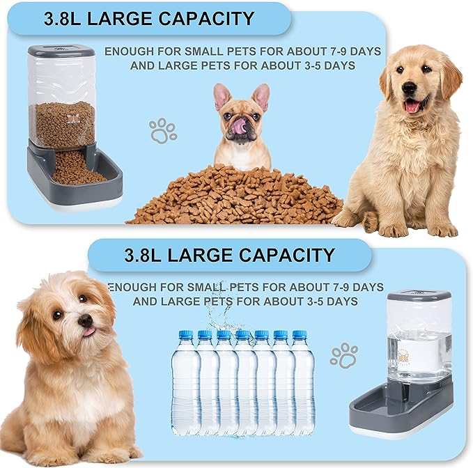 Automatic Cat Feeder, Gravity Food and Water Dispenser Bowl Set