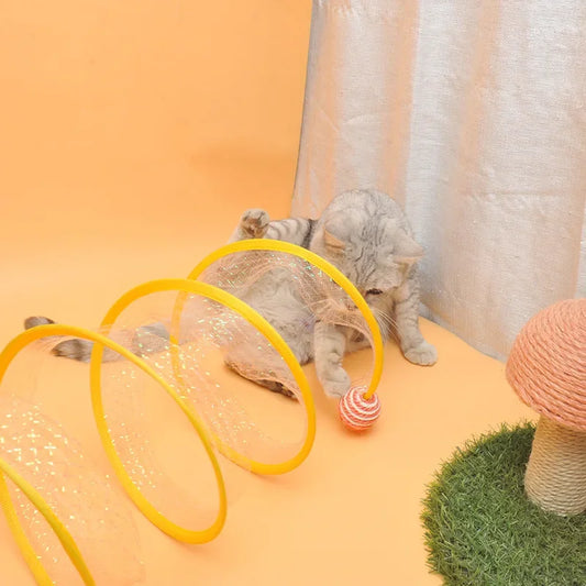 Unleash Your Cat's Playful Spirit with the Foldable S-Type Cat Tunnel Toy!