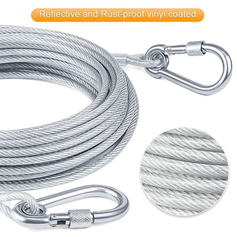Unleash Freedom with Our Heavy-Duty Double-Headed Dog Tie-Out Cable Leash!