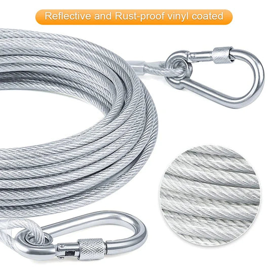 Unleash Freedom with Our Heavy-Duty Double-Headed Dog Tie-Out Cable Leash!
