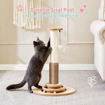 Cat Scratcher Post with Self Groomer, 4-in-1